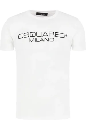 Dsquared2 Top, Herre, Hvid, XL, Bomuld, Hvid T-shirt med print, korte ærmer