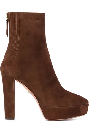 Aquazzura Sko, Dame, Brun, 41 EU, Læder, Elegant Brun Højhælede Ankelstøvler
