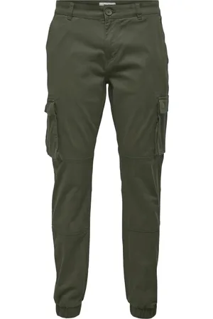 Only & Sons Bukser, Herre, Grøn, W30 L32, Bomuld, Cargo Cuff Bukser