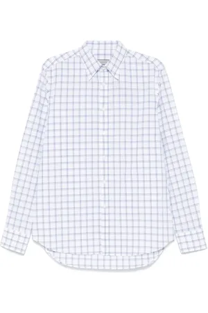 CANALI Skjorte, Herre, Blå, XL, Hvid Button-Up Bluse Skjorte