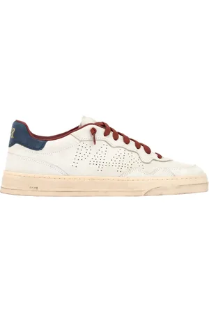 P448 Sko, Herre, Hvid, 40 EU, Hvide Sneakers med Røde Detaljer