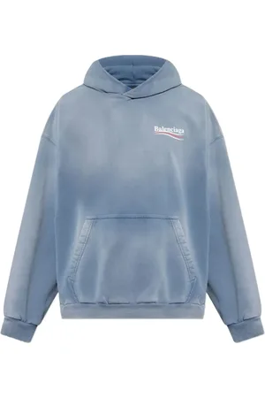 Balenciaga Sweathshirts & Hoodies, Herre, Blå, XS, Uld, Faded Logo Hoodie