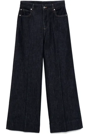 Bottega Veneta Jeans, Dame, Blå, XS, Bomuld, Blå Intrecciato Wide Leg Jeans