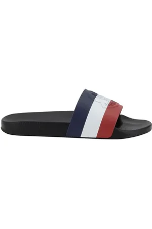 Moncler Sko, Herre, Sort, 44 EU, Logo Tøfler med præget bånd