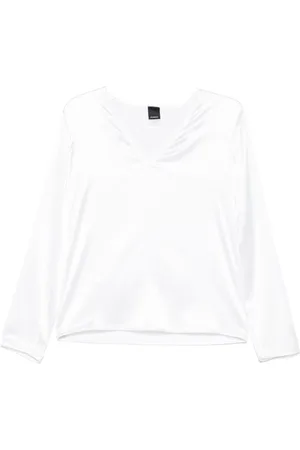 Pinko Bluser & Skjorter, Dame, Hvid, L, Satin, Satin Dansende Bluse Sæt