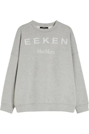 Max Mara Sweathshirts & Hoodies, Dame, Grå, M, Bomuld, Bomuldssweater med Weekend Bogstaver