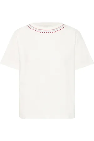 Ichi Top, Dame, Hvid, M, Uld, Cloud Dancer Broderet T-shirt Top