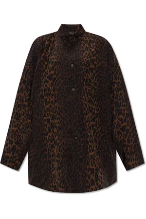 Balenciaga Bluser & Skjorter, Dame, Brun, S, Skjorte med dyremotiv