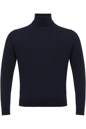 COLOMBO Strik, Herre, Blå, 5XL, Cashmere, Blå Cashmere Silke Turtleneck Sweater