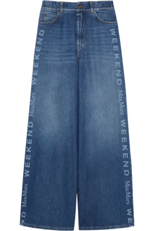 Max Mara Jeans, Dame, Blå, XS, Denim, Bred Ben Denim Jeans