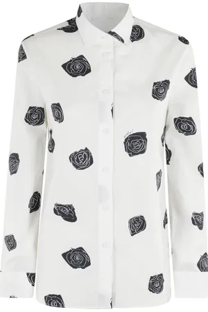 Marni Bluser & Skjorter, Dame, Hvid, 2XS, Bomuld, Hvid Rose Print Poplin Skjorte