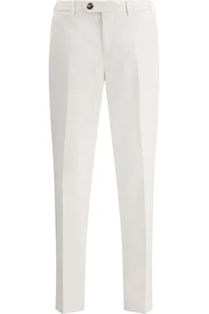Brunello Cucinelli Bukser, Herre, Hvid, 3XL, Bomuld, Slim Fit Bomuld Bukser med Lommer