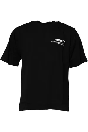 Dolce & Gabbana Top, Herre, Sort, M, Bomuld, Leopard Bomuld Crew Neck T-shirt