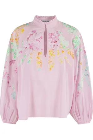 Essentiel Antwerp Bluser & Skjorter, Dame, Lyserød, XS, Bomuld, Rosa Applikationsdetaljetop