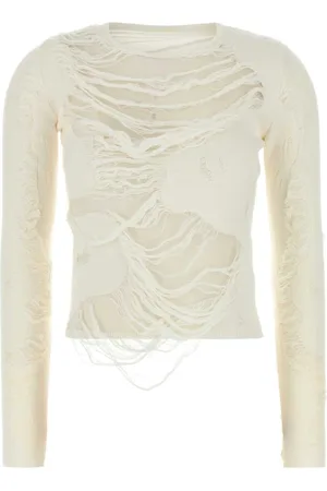 Maison Margiela Strik, Dame, , S, Bomuld, Ivory Bomuld Blend Sweater