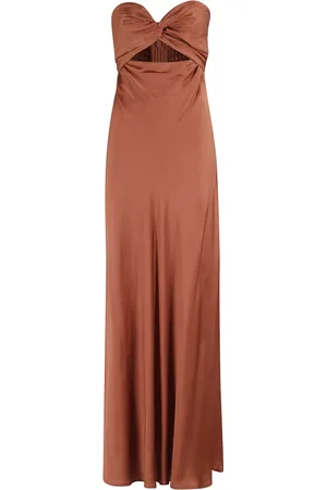 Essentiel Antwerp Kjole, Dame, Brun, S, Bronze Strapless Midi Kjole