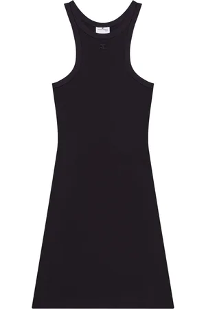 Courrèges Kjole, Dame, Sort, XS, Uld, Sort Kontrast Scuba Mini Kjole