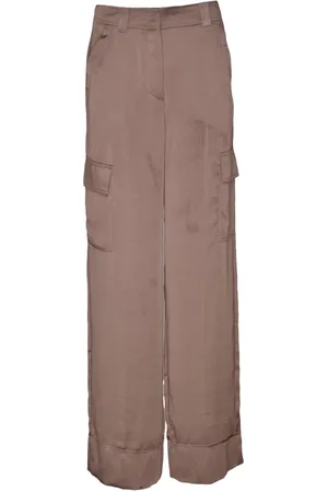 MARELLA Bukser, Dame, Brun, XS, Satin, Satin Cargo Bukser med Lynlås Lukning