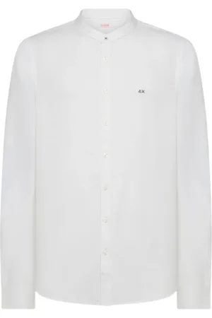sun68 Skjorte, Herre, Hvid, S, Linned, Linned Koreansk Krave Skjorte Hvid