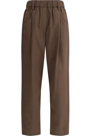 Brunello Cucinelli Bukser, Dame, Brun, XL, Bomuld, Elastiske bomuldsbukser
