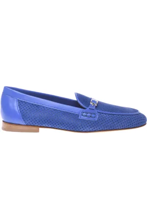 BALDININI Sko, Dame, Blå, 39 EU, perforated nubuck loafer