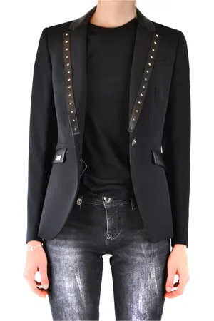 Philipp Plein Jakke, Dame, Sort, M, Uld, Stilfulde Blazere til et elegant look