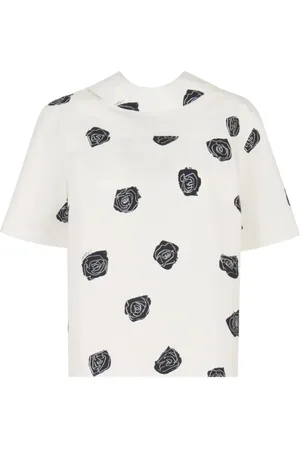 Marni Bluser & Skjorter, Dame, Hvid, M, Vendbar Blomstret Hvid Top