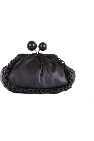 Max Mara Taske, Dame, Sort, ONE SIZE, Uld, Sort skuldertaske med aftagelig rem