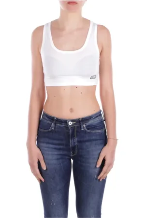 GCDS Top, Dame, Hvid, XS, Bomuld, Hvid Logo Front Top