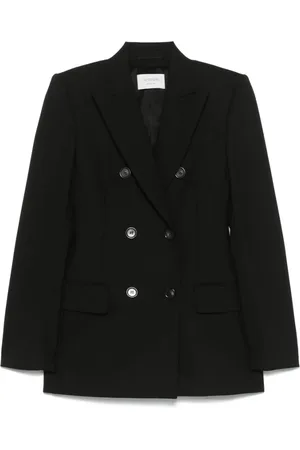 Sportmax Jakke, Dame, Sort, 2XS, Sort dobbeltradet jakke med lommer