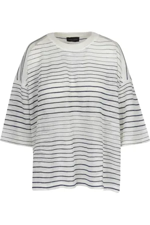 Roberto Collina Top, Dame, , M, Bomuld, Linned og bomulds t-shirt med rund ribhals