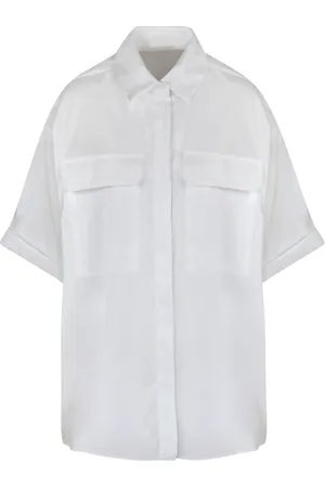 SEMICOUTURE Bluser & Skjorter, Dame, Hvid, XS, Bomuld, Poplin skjorte med frontknaplukning