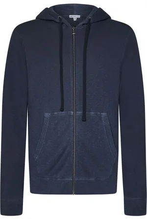 James Perse Sweathshirts & Hoodies, Herre, Blå, M, Bomuld, Blå Lynlås Hættetrøje Sweatshirt Ss25
