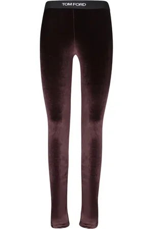 Tom Ford Bukser, Dame, Brun, S, Polyester, Brun Velvet Leggings Luksus Bukser