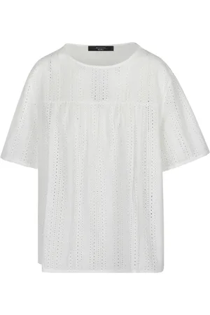 Max Mara Top, Dame, Hvid, S, Bomuld, Bomuldsskjorte med rund hals