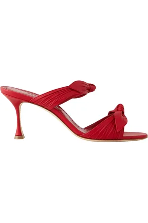 Manolo Blahnik Sko, Dame, Rød, 38 EU, Læder, Røde Lollo stilet sandaler med sløjfe