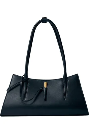 MUGLER Taske, Dame, Sort, ONE SIZE, Uld, Skulder Taske i Pebble Grain Læder