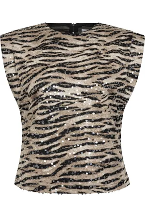 Co`Couture Top, Dame, , L, Tigercc Paillettop med Tigerprint
