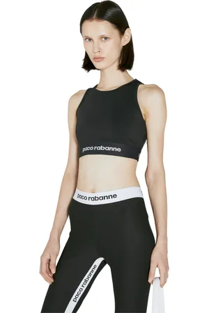 Paco rabanne Top, Dame, Sort, M, Ribbet Logo Cropped Tank Top