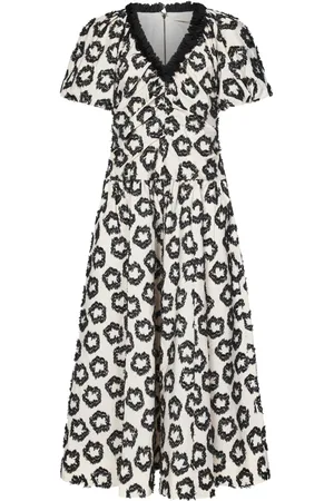 ULLA JOHNSON Kjole, Dame, Sort, 2XS, Bomuld, Hvid Blomstret Kjole Ss25