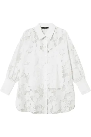 Twin-Set Bluser & Skjorter, Dame, Hvid, S, Blomstret knap skjorte