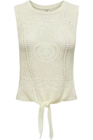 JACQUELINE DE YONG Top, Dame, Hvid, L, Nylon, Tie Top Strik