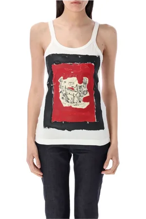 Marni Top, Dame, Hvid, S, Bomuld, Hvid Fawn Print Tank Top