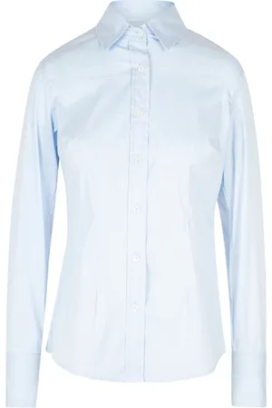 Mauro Grifoni Bluser & Skjorter, Dame, Blå, XS, Bomuld, Poplin Skjorte Slim Fit