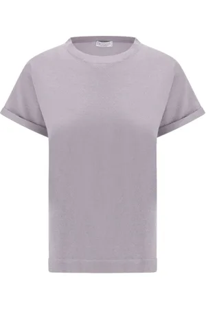 Brunello Cucinelli Top, Dame, Grå, XL, Cashmere, Kashmir Glitter T-shirt