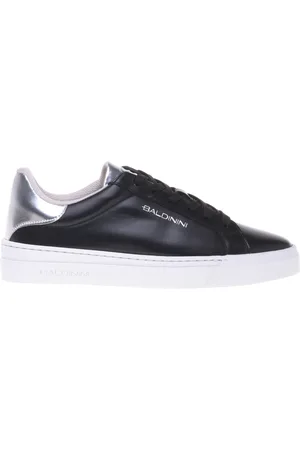 BALDININI Sko, Dame, Sort, 41 EU, leather and silver laminated leather trainer