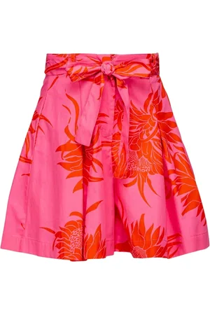 Pinko Shorts, Dame, Lyserød, 2XS, Sereno Popeline Print Shorts
