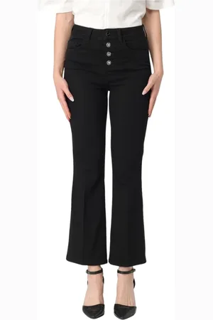 Liu Jo Bukser, Dame, Sort, W28, Bomuld, Højtaljede bootcut bukser