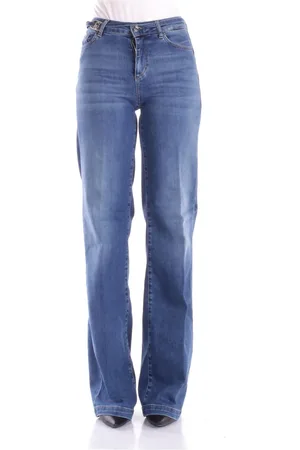 Liu Jo Jeans, Dame, Blå, W26, Bomuld, Logo Baglomme Lynlås Jeans Regular Fit
