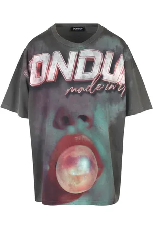 Dondup Top, Dame, Flerfarvet, S, Bomuld, Vintage Bomuld T-shirt med Front Print